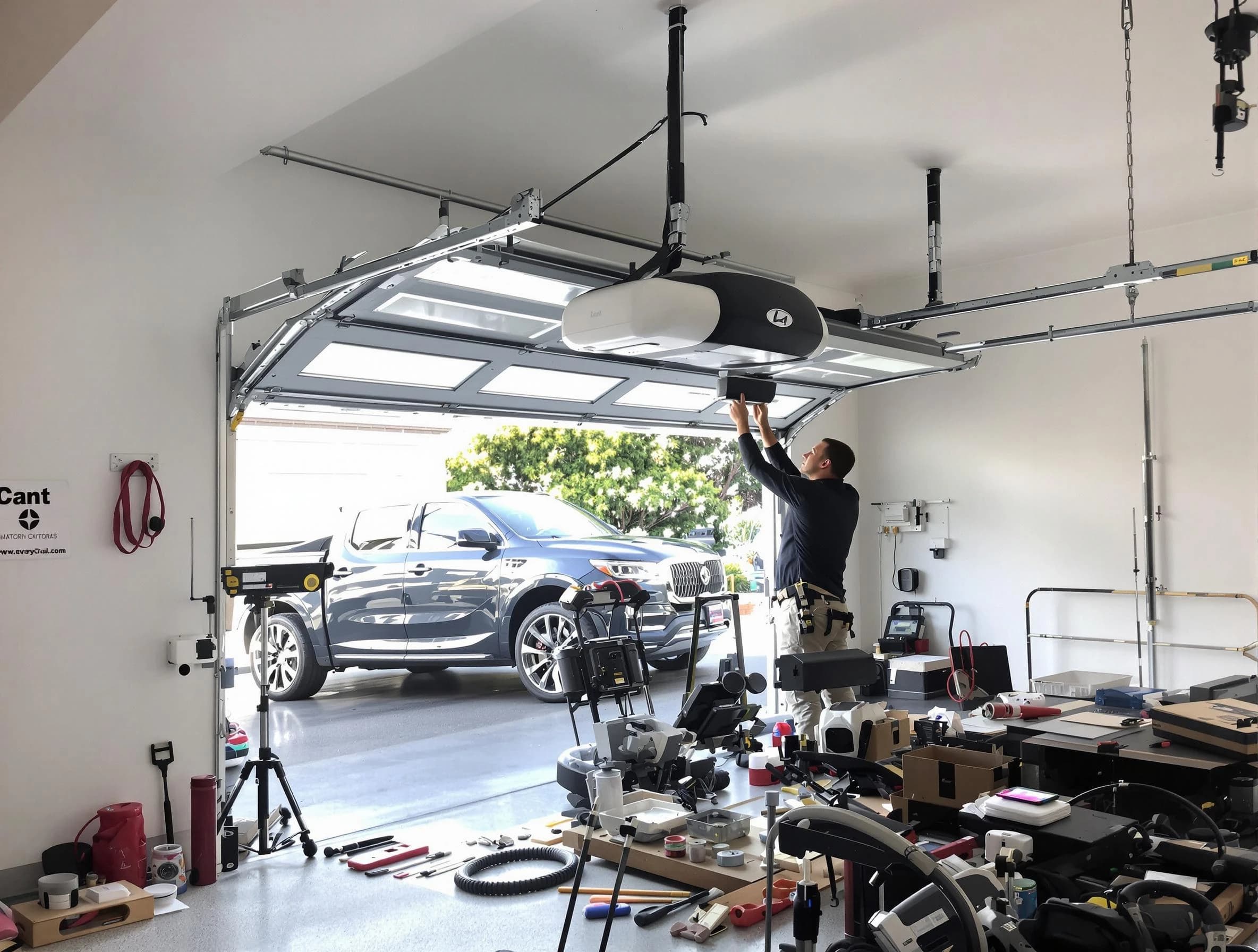 Summit Park Garage Door Repair specialist installing smart garage door opener system in Summit Park home
