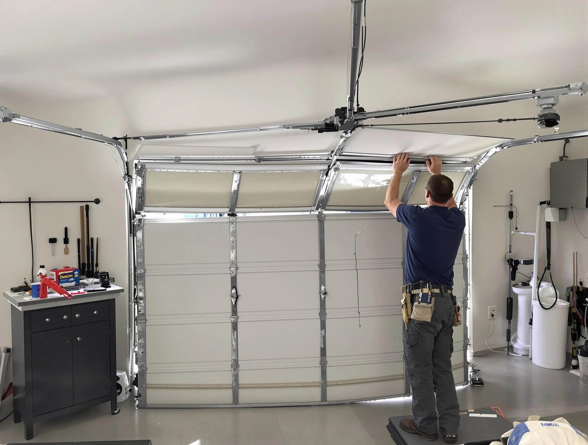 Summit Park Garage Door Repair specialist performing precise section replacement on Summit Park garage door