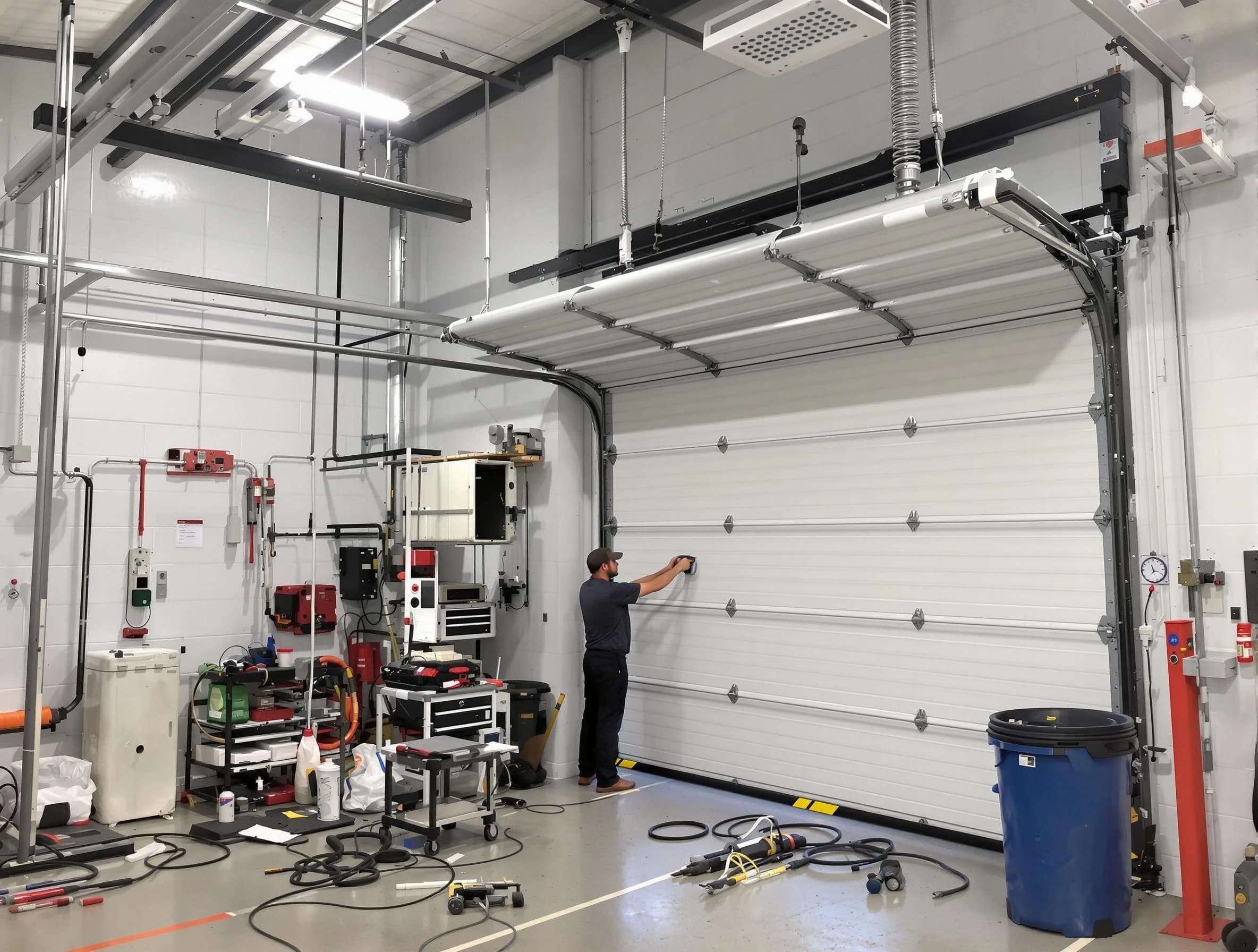 Summit Park Garage Door Repair certified technician performing commercial door repair at a Summit Park business facility