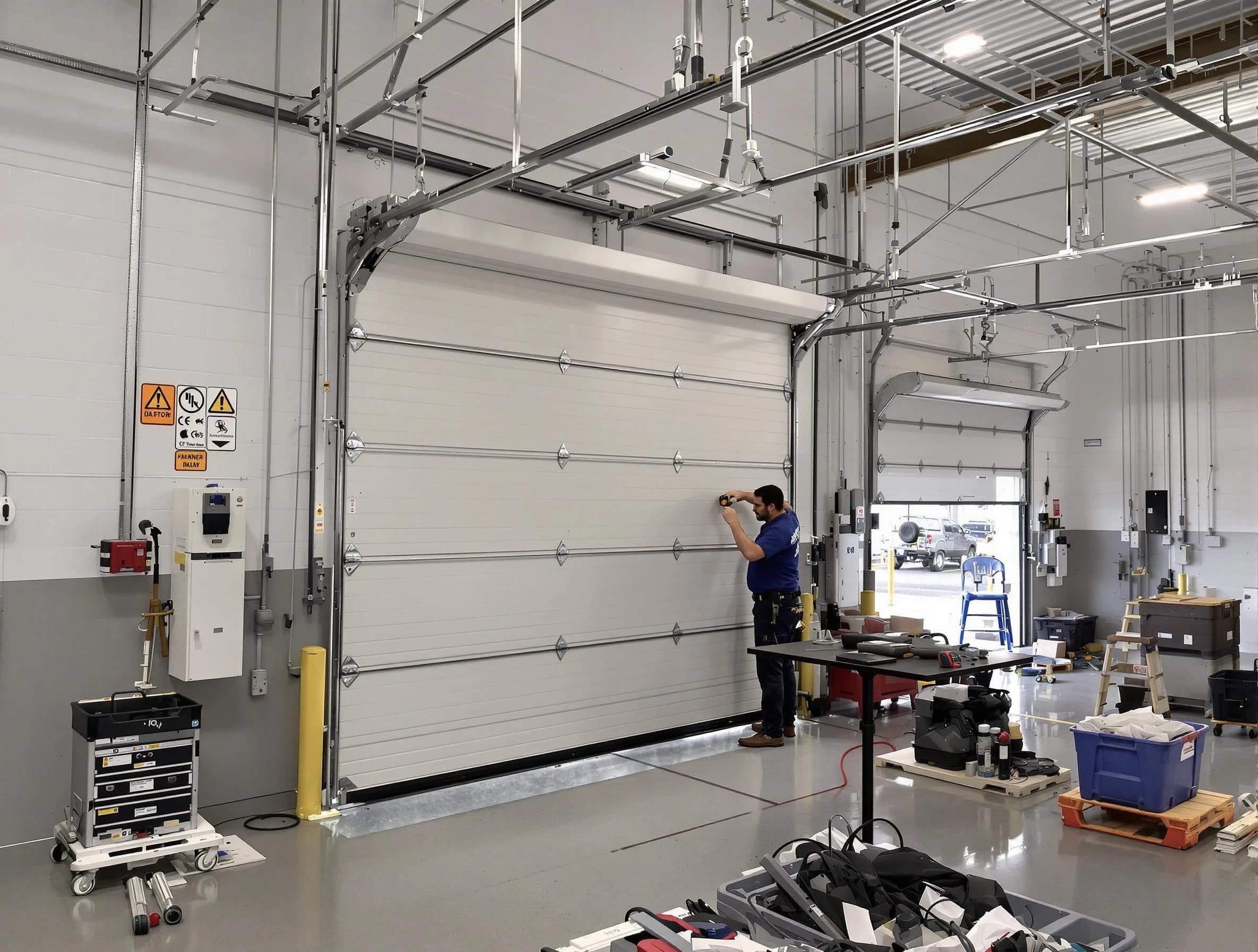 Commercial garage door repair being performed by Summit Park Garage Door Repair expert in Summit Park