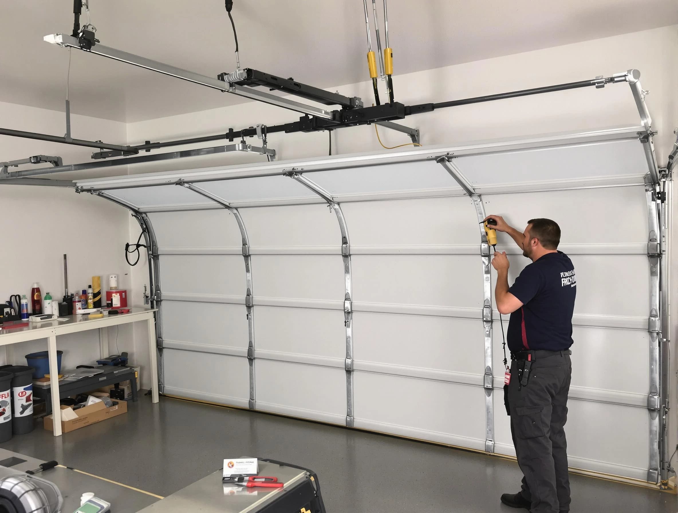 Summit Park Garage Door Repair certified technician performing overhead door system repair in Summit Park