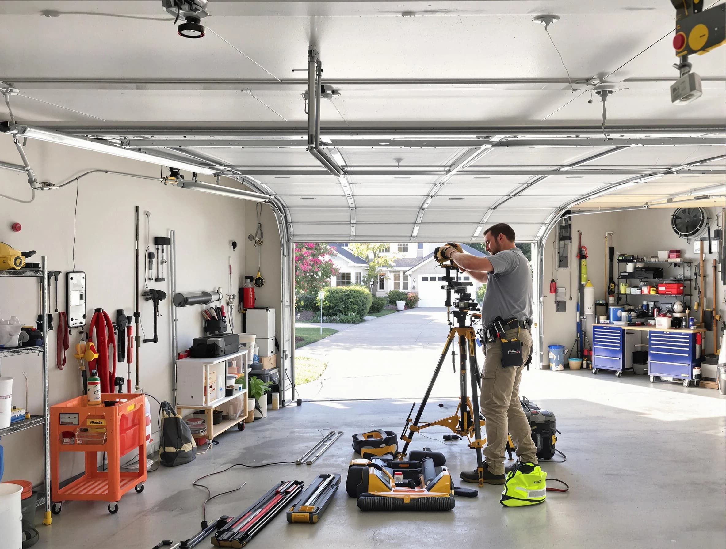 Summit Park Garage Door Repair specialist performing laser-guided track alignment in Summit Park