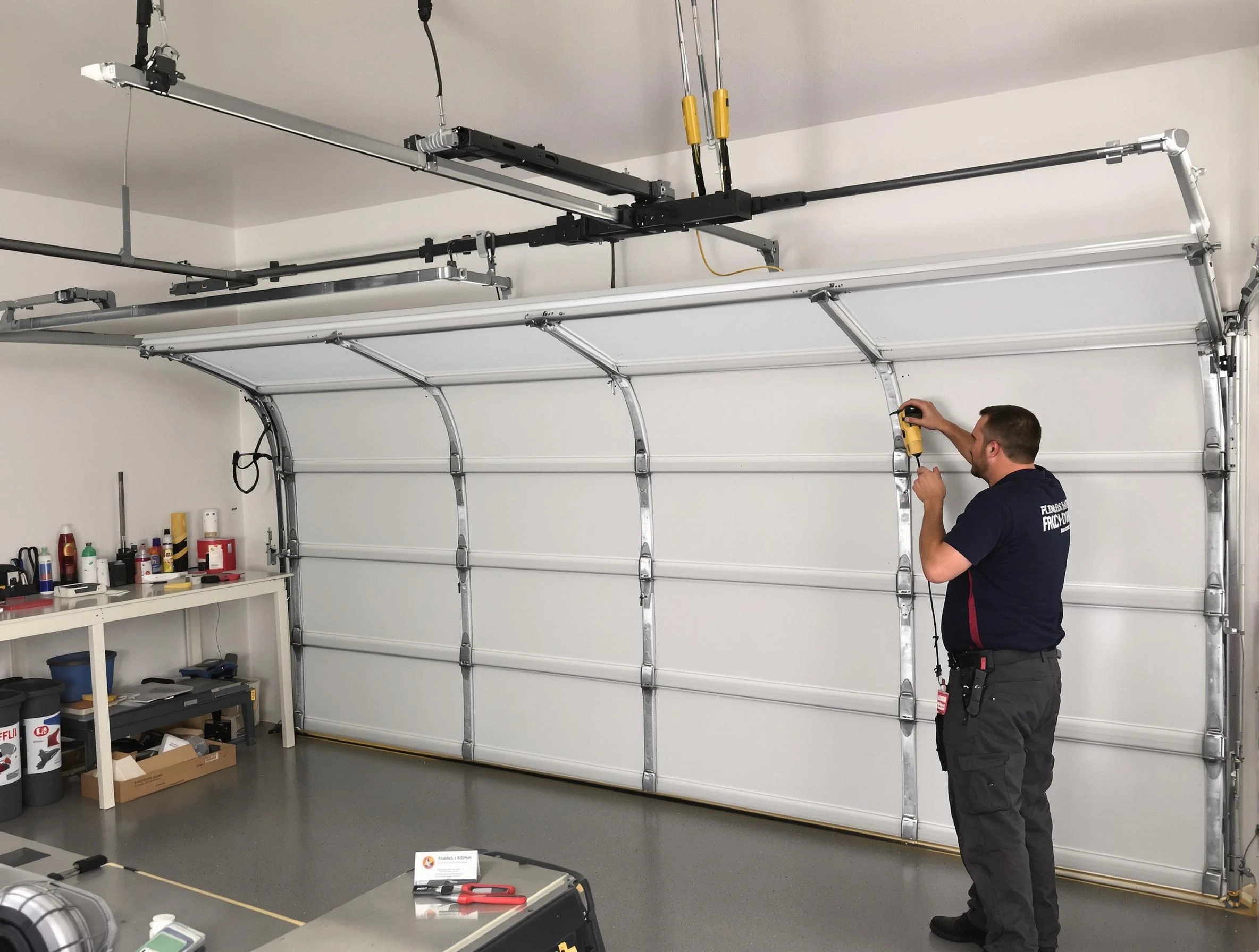 Summit Park Garage Door Repair certified technician performing overhead door system repair in Summit Park