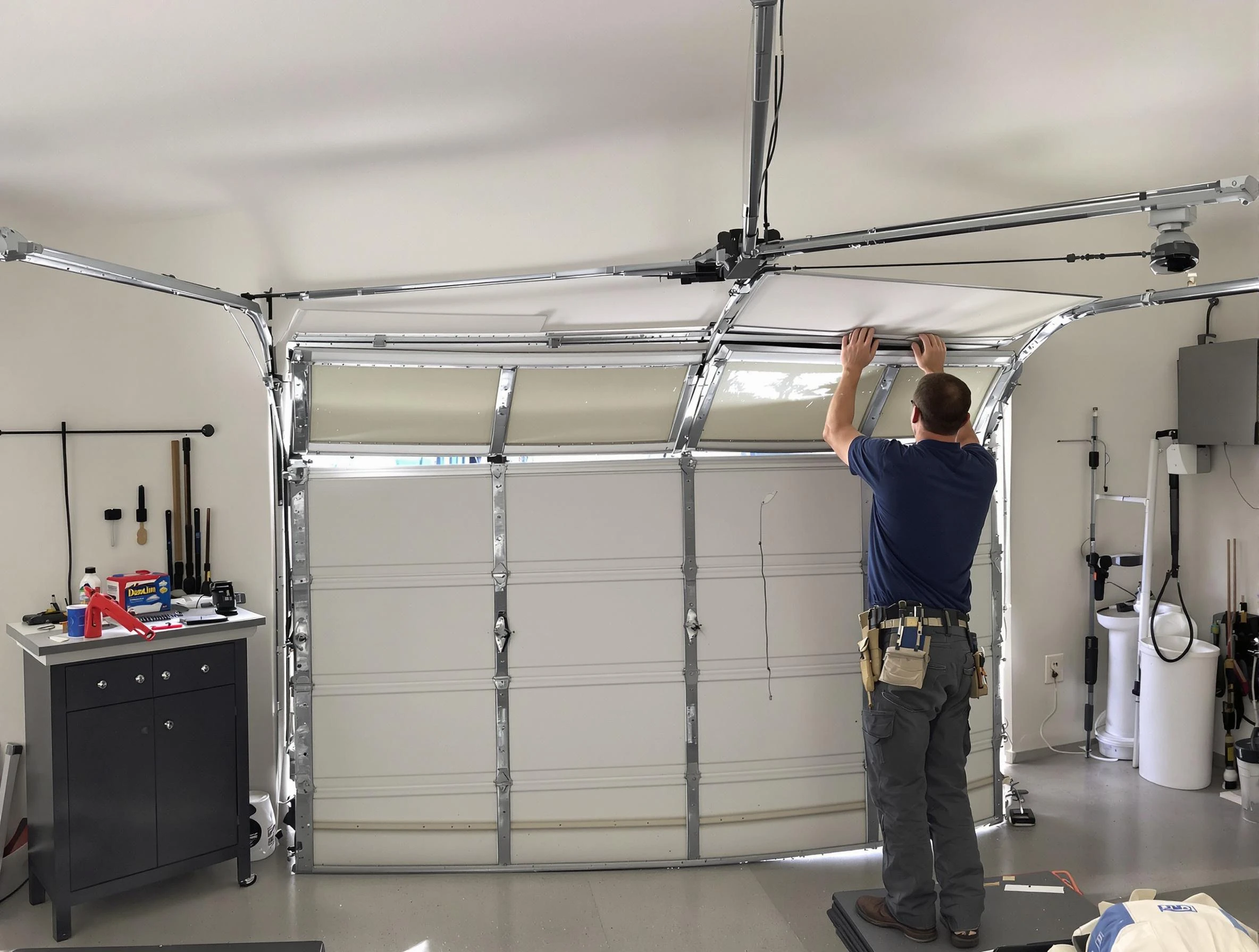 Summit Park Garage Door Repair specialist performing precise section replacement on Summit Park garage door